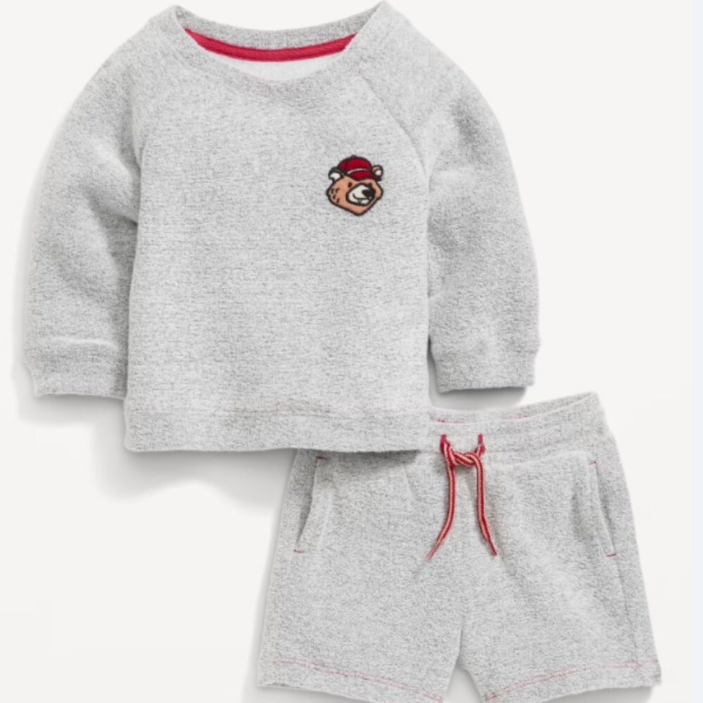 NEW - Old Navy Unisex Terry Cloth Short Set - Heather Gray